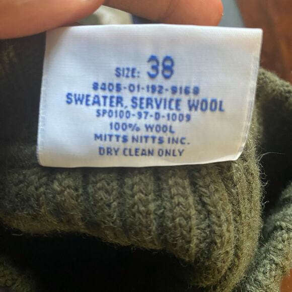 DSCP Valor Collection Army Green Wool Knit Military Crewneck Sweater Size 38 - Picture 7 of 7
